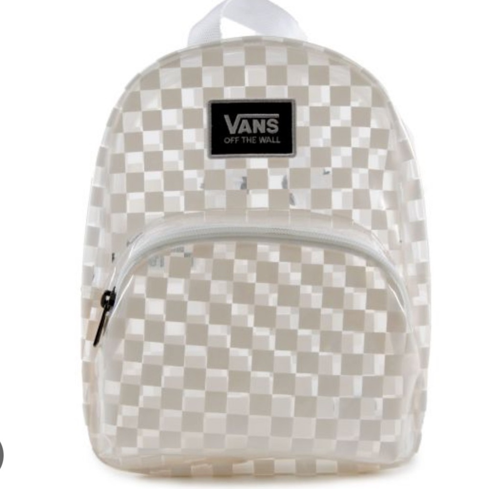 Vans White and Cream Checkerboard Mini Backpack